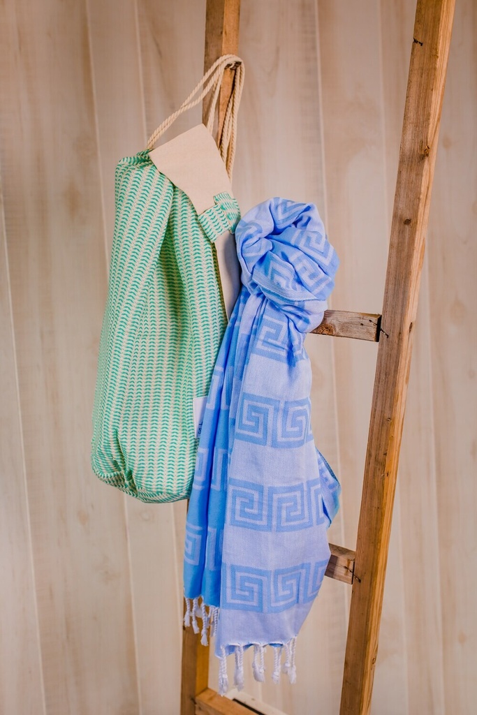 Misty Maze Blue Towel
